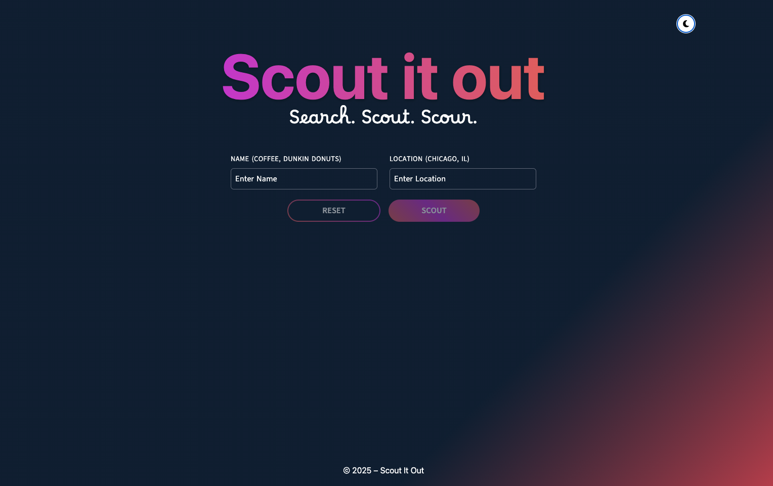 Image of the Scout it Out Homepage